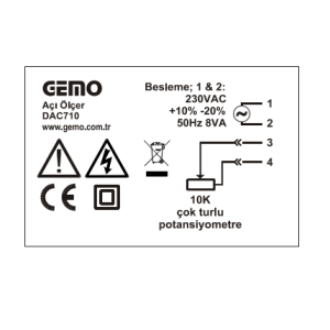 GEMO DAC710; Açı Ölçer  72*72 mm